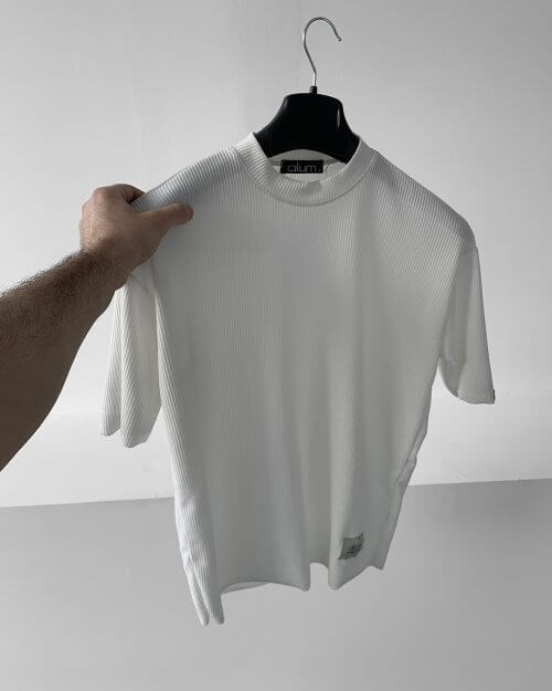Beyaz Fitilli Kısa Kol T-Shirt
