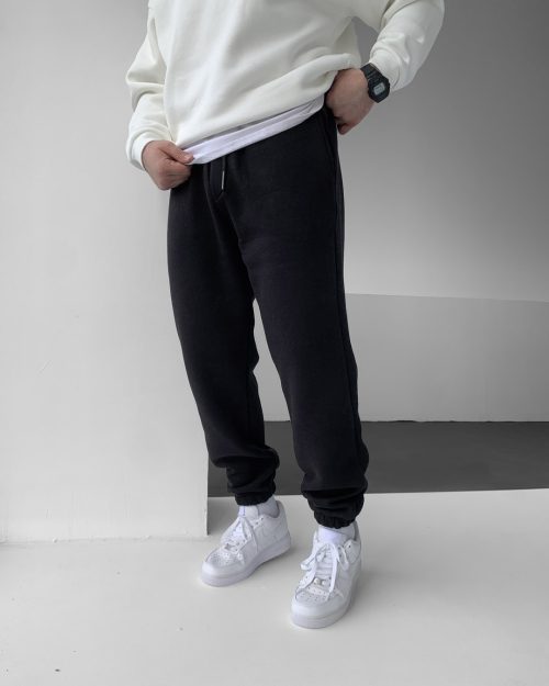 Siyah Unisex Şardonlu Basic Eşofman Altı