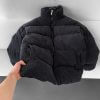 Siyah Oversize Fitilli Kadife Dolumlu Mont