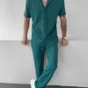 Petrol Mavisi Relaxed Fit Burgulu Fitilli Takım