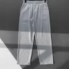 Gri Baggy Kalıp Basic Keten Pantolon
