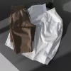 Oversize Keten Beyaz Gömlek Kahverengi Pantolon Takım