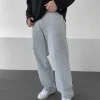Gri Yırtıklı Skater Baggy Jean