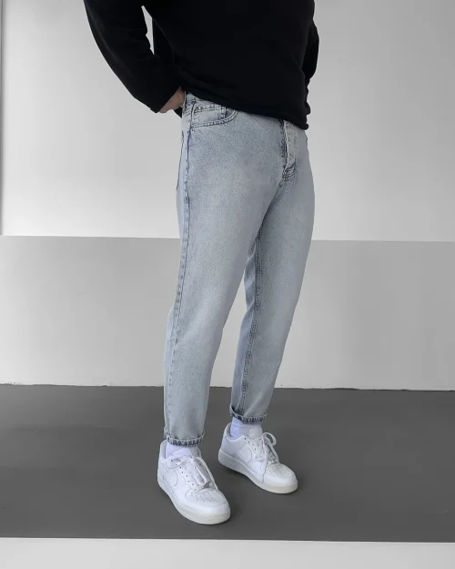 Buz Mavisi Eskitmeli Boyfriend Pantolon