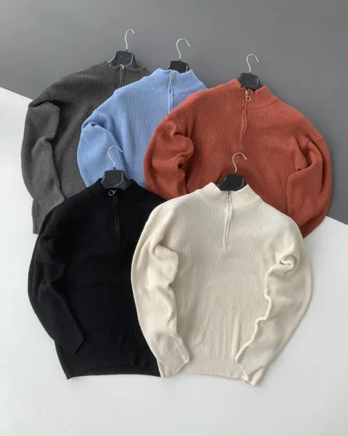 5'li Paket Yarım Fermuarlı Selanik Triko Kazak