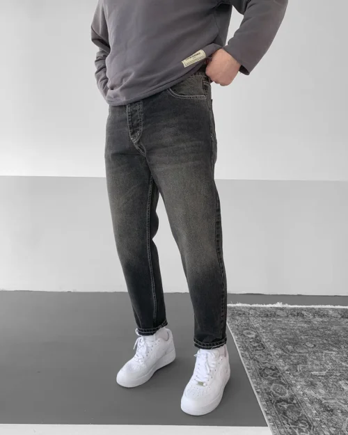 Antrasit Eskitmeli Yıkamalı Boyfriend Jean Pantolon