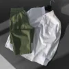 Oversize Beyaz Gömlek Haki Pantolon Keten Takım