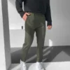 Haki İtalyan Kesim Esnek Likralı Bilek Boy Kumaş Pantolon