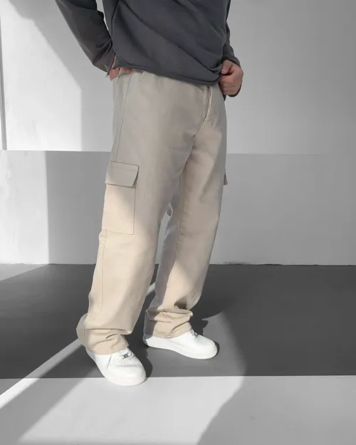 Bej Kargo Cepli Baggy Kot Pantolon