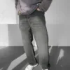 Antrasit Dikiş Detaylı Yıkamalı Baggy Jean Pantolon