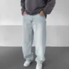 Buz Mavisi Basic Yıkamalı Baggy Jean Pantolon