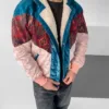 Aztek Yakası Kürklü Eskitme Retro Vintage Mont