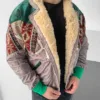 Aztek Yakası Kürklü Eskitme Retro Vintage Mont