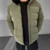 Haki Yakası Kürklü Premium Karbon Şişme Mont