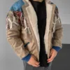 Aztek Yakası Kürklü Eskitme Retro Vintage Mont