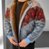 Aztek Yakası Kürklü Eskitme Retro Vintage Mont