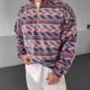 Zigzag Desenli Polar Oversize Sweatshirt
