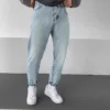 Buz Mavisi Taşlamalı Eskitmeli Boyfriend Pantolon