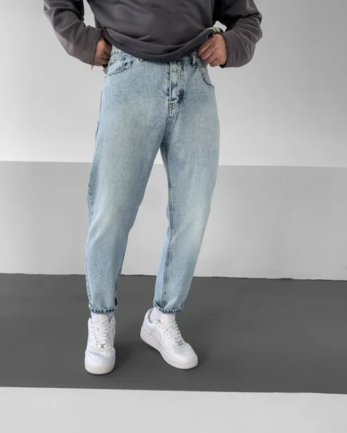Buz Mavisi Taşlamalı Eskitmeli Boyfriend Pantolon