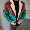 Etnik Desen Yakası Kürklü Aztek Vintage Mont