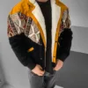 Etnik Desen Yakası Kürklü Aztek Vintage Mont