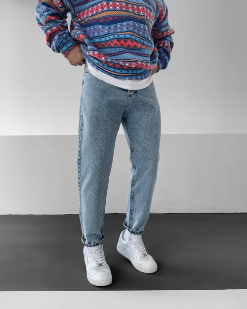 Mavi Taşlamalı Boyfriend Jean Pantolo
