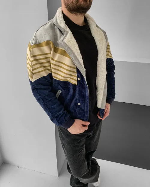 Aztek Yakası Kürklü Eskitme Retro Vintage Mont