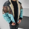 Aztek Yakası Kürklü Eskitme Retro Vintage Mont