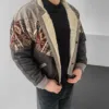 Aztek Yakası Kürklü Eskitme Retro Vintage Mont
