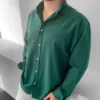 Yeşil Oversize GG Fresh Keten Uzun Kol Gömlek