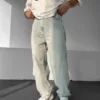 Buz Mavisi Yırtık Yıkamalı Baggy Jean Pantolon