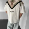 Beyaz Memories Never Die Vintage Etnik Parçalı Premium Oversize T-Shirt
