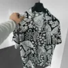 Siyah Yaprak Desenli Efil Efil Alaçatı Gömlek