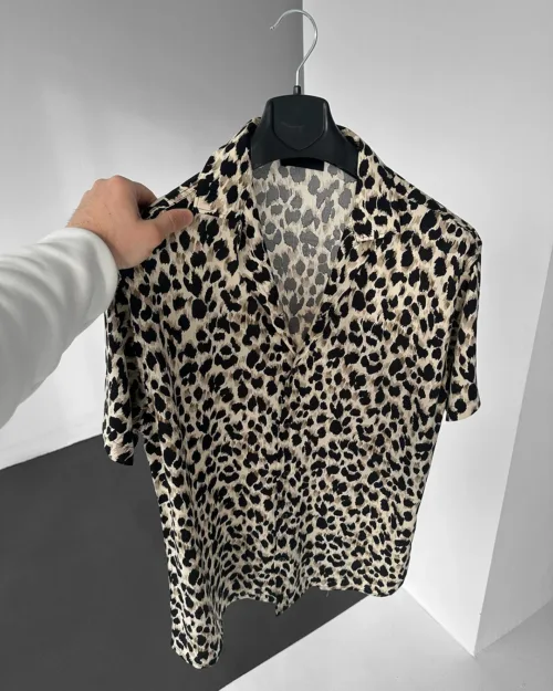 Leopar Desenli Efil Efil Alaçatı Gömlek