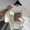 Ekru Oversize Sırtı Halı Nakışlı Premium Vintage Tişört