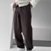 G Kahverengi Baggy Rahat Kesim Keten Pantolon