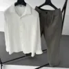 Keten Ekru Gömlek G Haki Baggy Pantolon Oversize Takım