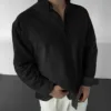 Siyah Oversize GG Fresh Keten Uzun Kol Gömlek