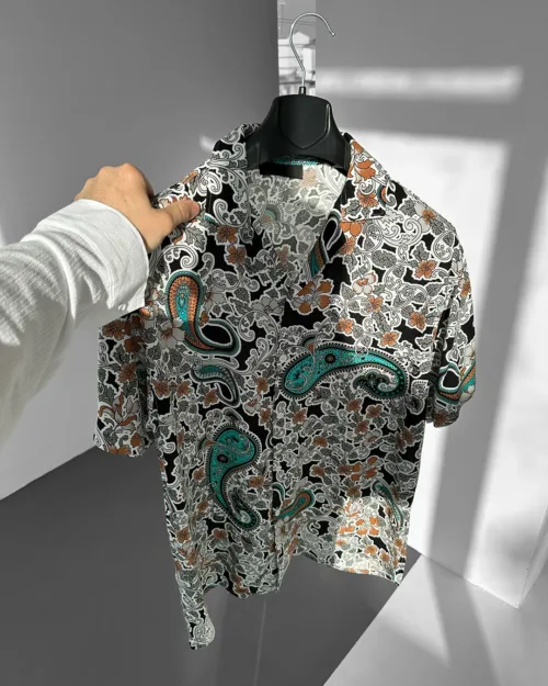 Gri Paisley Desenli Efil Efil Alaçatı Gömlek