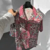 Pembe Şal Desenli Efil Efil Alaçatı Gömlek