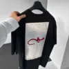 Siyah Sırtı Şal Patch Nakışlı Premium Oversize Tişört