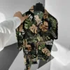 Monstera Yaprak Desenli Efil Efil Alaçatı Gömlek