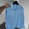 Mavi Rahat Kalıp Çizgili Modal Oversize Gömlek