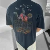 Lacivert Çöl ve Deve Nakışlı Premium Oversize T-Shirt