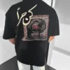 Siyah At ve Halı Nakışlı Premium Oversize T-Shirt