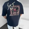 Lacivert At ve Halı Nakışlı Premium Oversize T-Shirt
