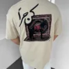 Bej At ve Halı Nakışlı Premium Oversize T-Shirt