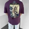 Mor Majestic Horse Premium Oversize Nakışlı T-Shirt